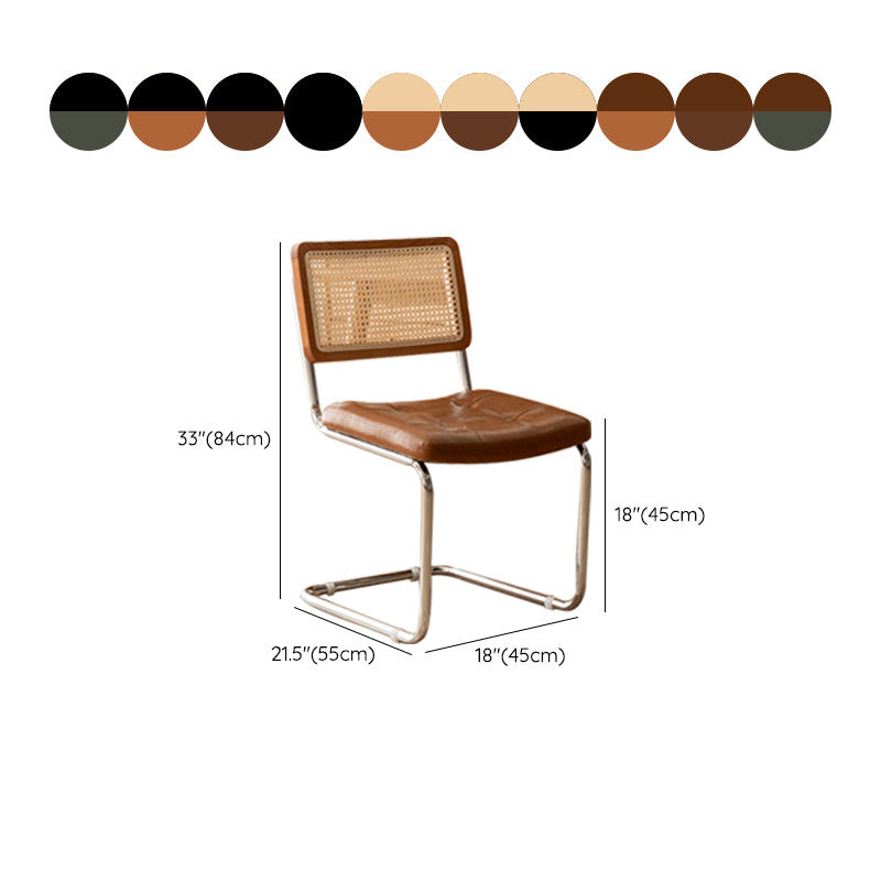 Leather Side Chair Industrial Metal Base Dining Chair for Home Use
