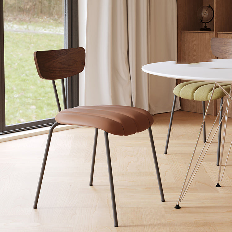 Industrial Style Side Chair Upholstered Dining Chair with Metal Base