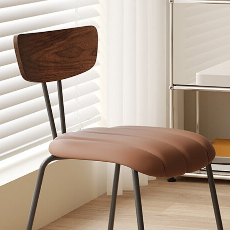 Industrial Style Side Chair Upholstered Dining Chair with Metal Base