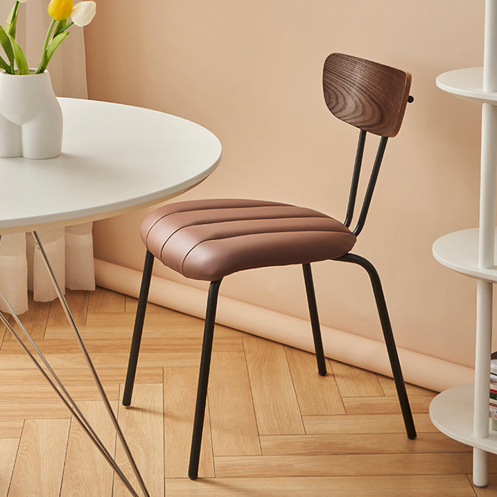 Industrial Style Side Chair Upholstered Dining Chair with Metal Base