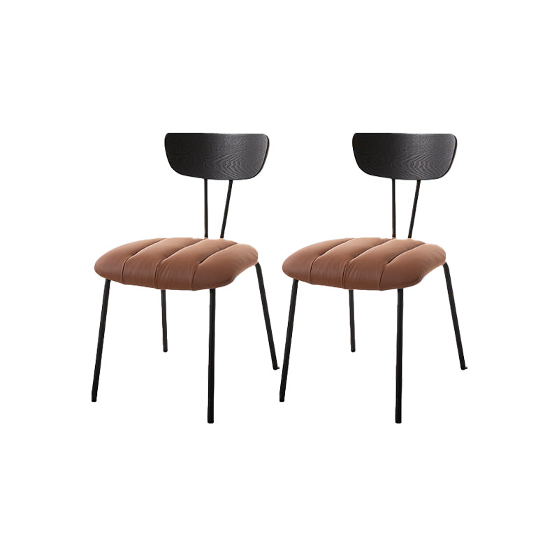 Industrial Style Side Chair Upholstered Dining Chair with Metal Base