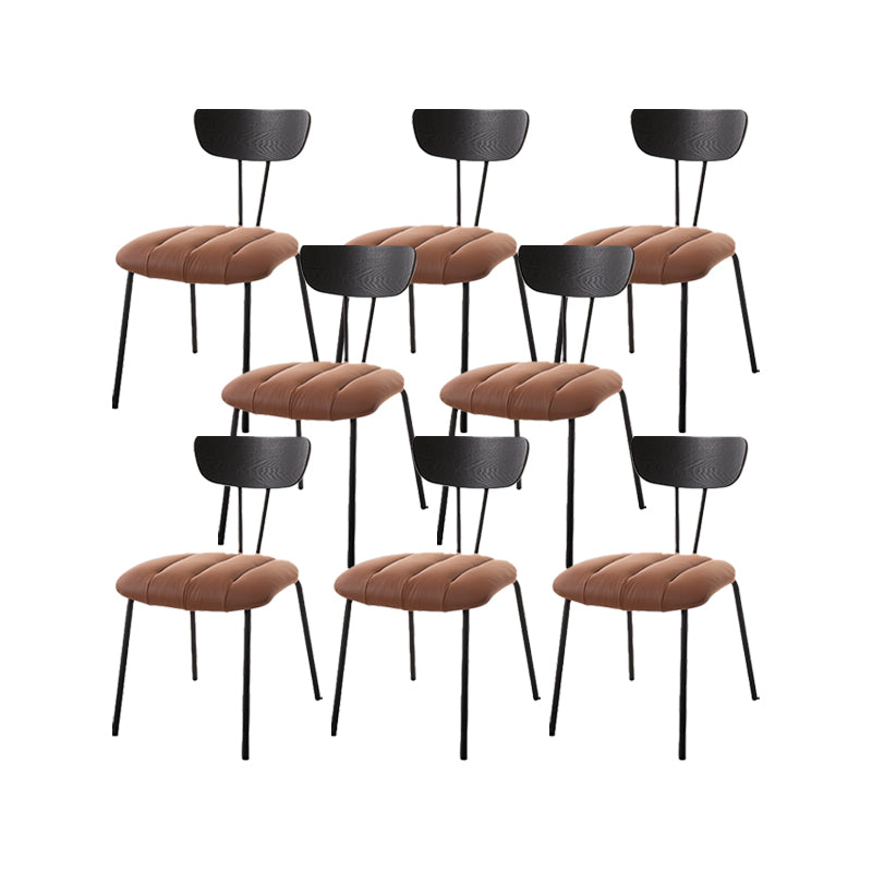 Industrial Style Side Chair Upholstered Dining Chair with Metal Base