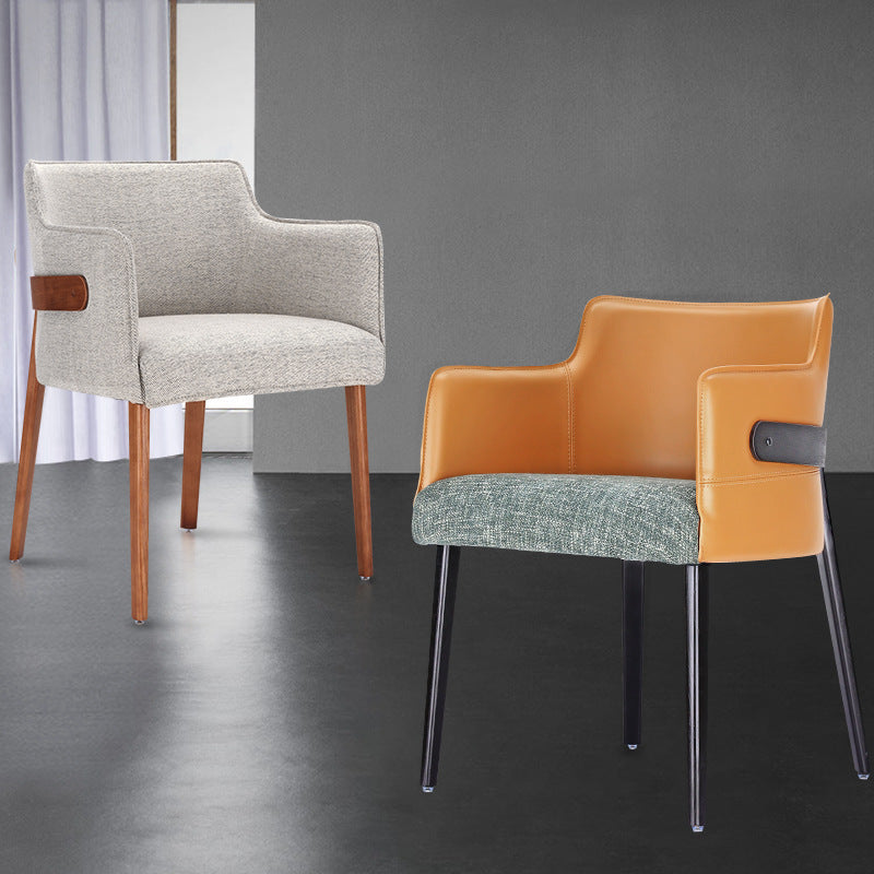 Modern Simple Arm Chair Wooden Base Dining Arm Chair for Living Room