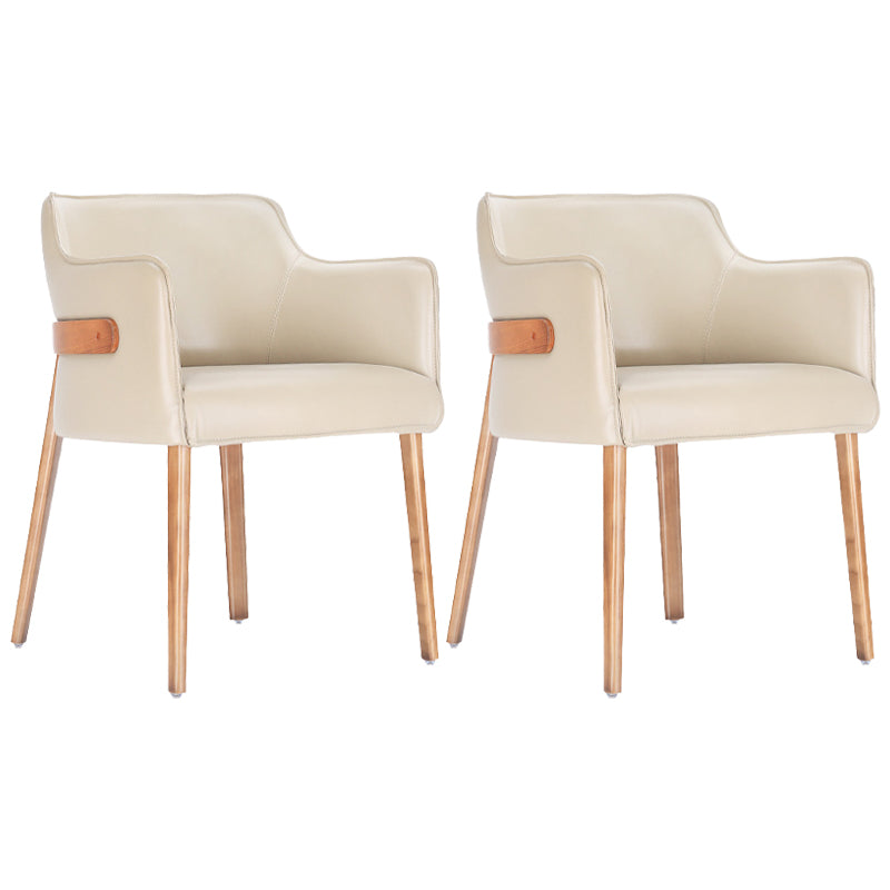 Modern Simple Arm Chair Wooden Base Dining Arm Chair for Living Room
