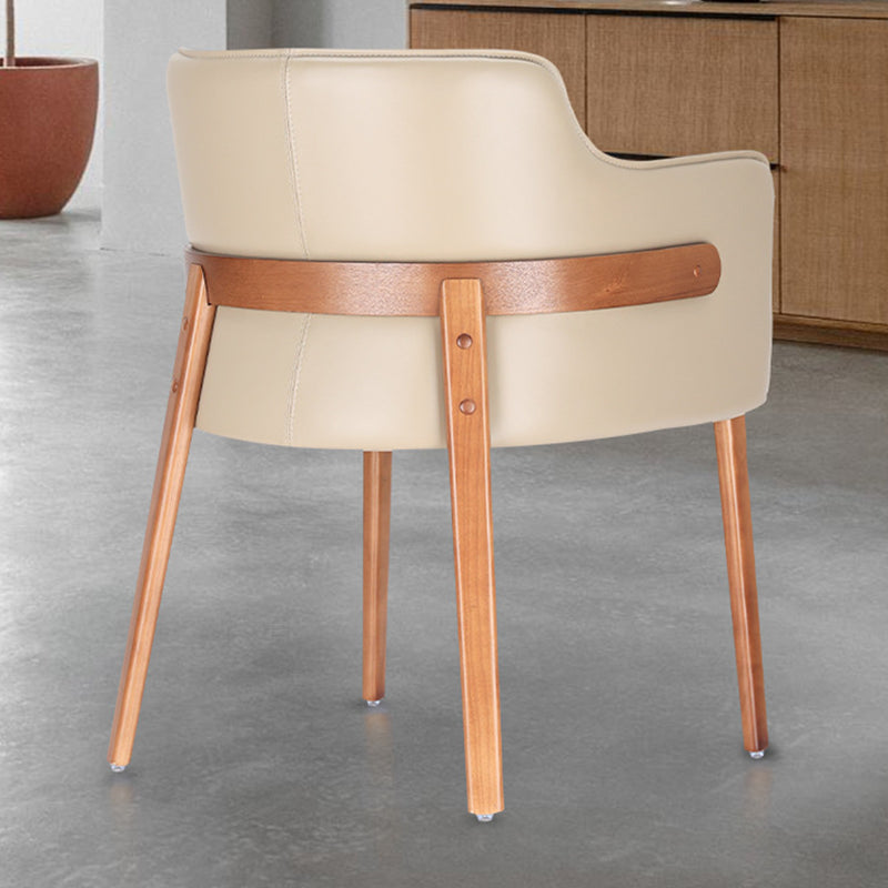 Modern Simple Arm Chair Wooden Base Dining Arm Chair for Living Room