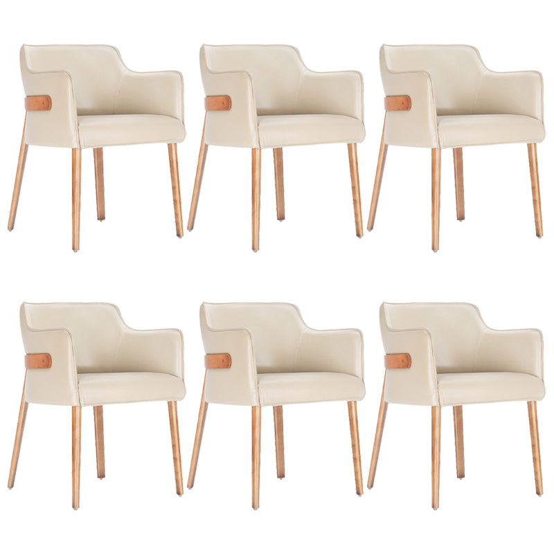 Modern Simple Arm Chair Wooden Base Dining Arm Chair for Living Room