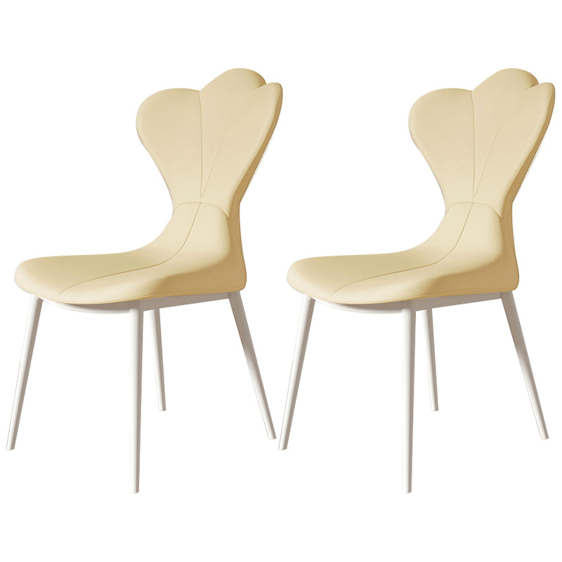 Modern Simple Side Chair Faux Leather Armless Dining Chair with Metal Base