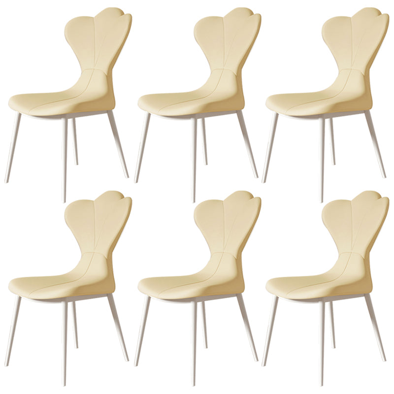Modern Simple Side Chair Faux Leather Armless Dining Chair with Metal Base