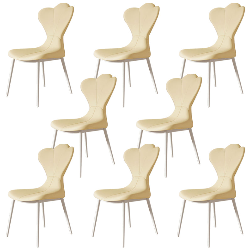 Modern Simple Side Chair Faux Leather Armless Dining Chair with Metal Base