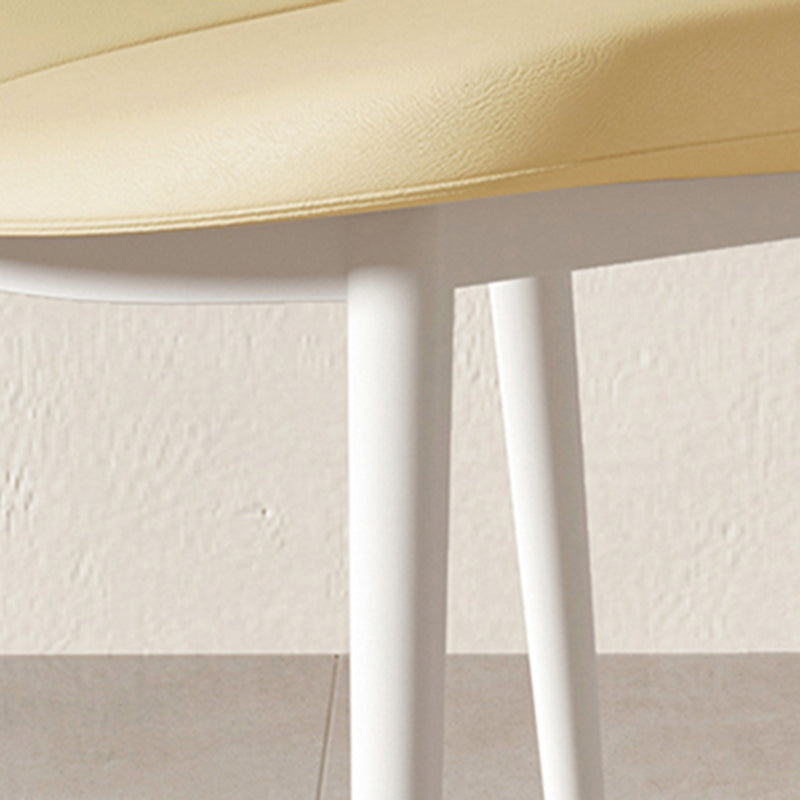 Modern Simple Side Chair Faux Leather Armless Dining Chair with Metal Base