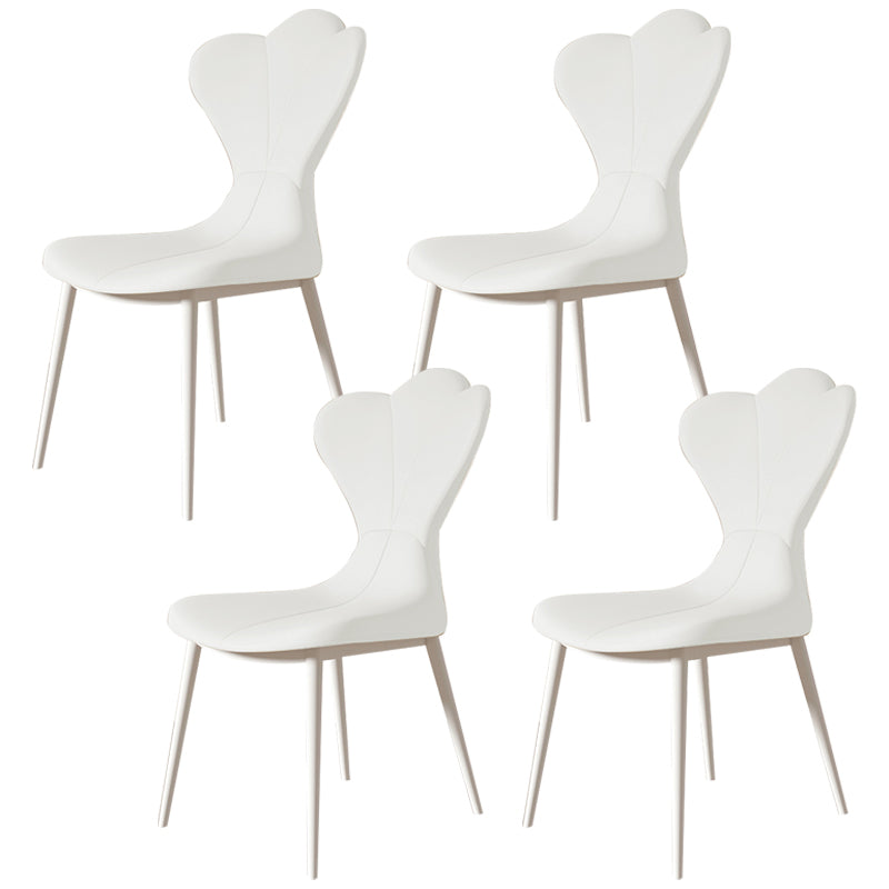 Modern Simple Side Chair Faux Leather Armless Dining Chair with Metal Base