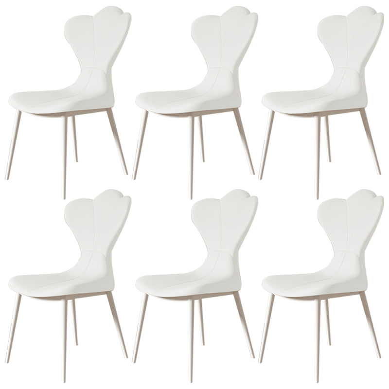 Modern Simple Side Chair Faux Leather Armless Dining Chair with Metal Base
