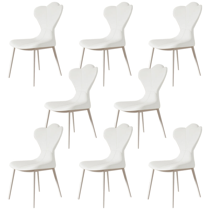 Modern Simple Side Chair Faux Leather Armless Dining Chair with Metal Base