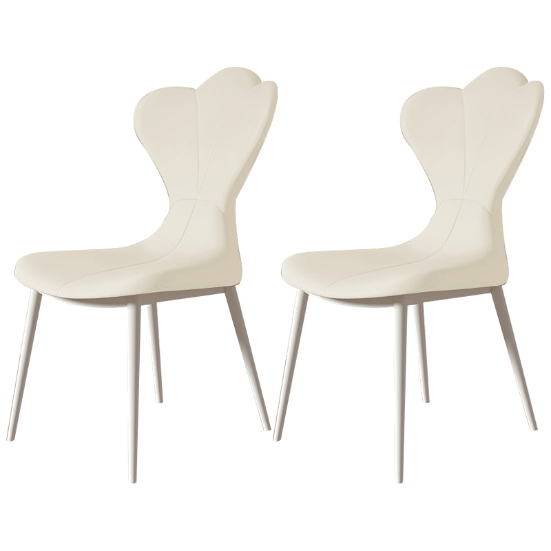 Modern Simple Side Chair Faux Leather Armless Dining Chair with Metal Base