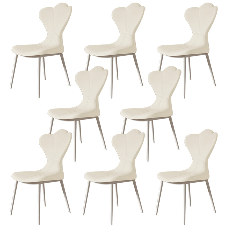 Modern Simple Side Chair Faux Leather Armless Dining Chair with Metal Base
