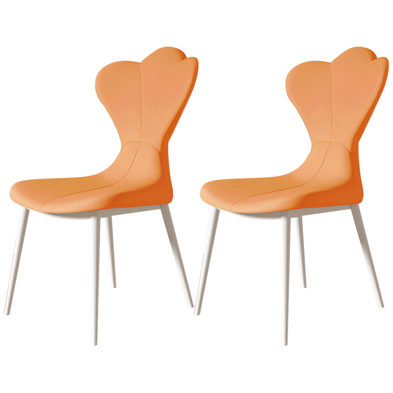Modern Simple Side Chair Faux Leather Armless Dining Chair with Metal Base
