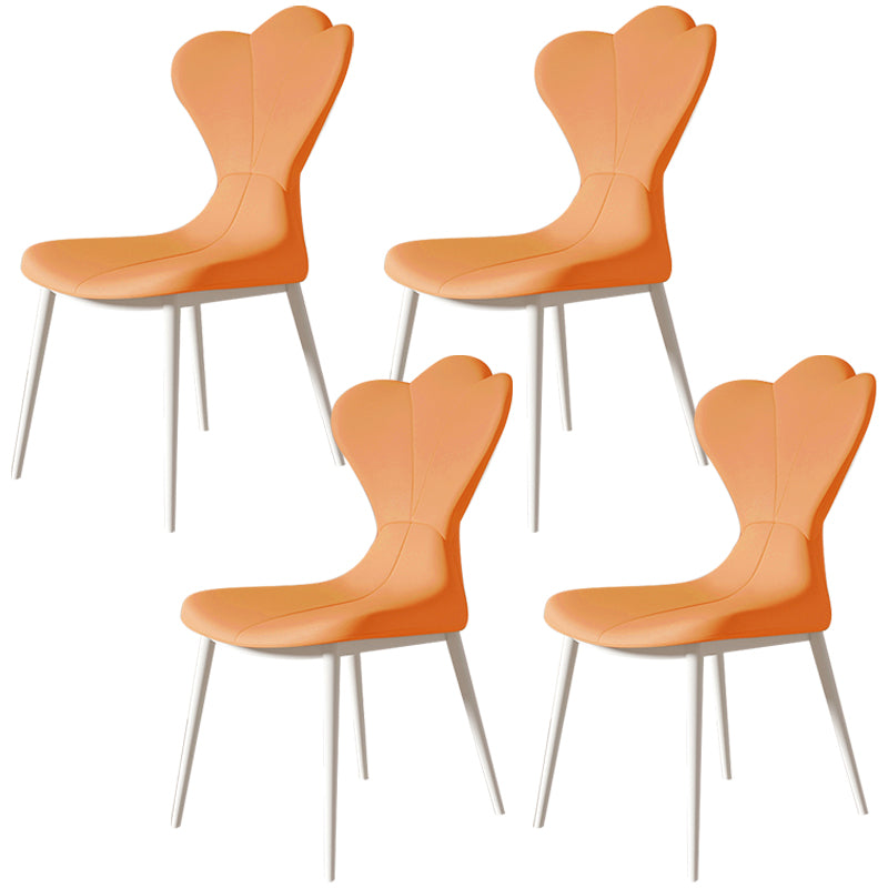 Modern Simple Side Chair Faux Leather Armless Dining Chair with Metal Base