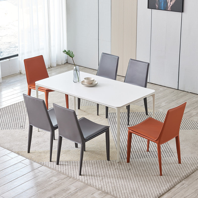Modern Simple Side Chair Faux Leather Colorful Armless Dining Chair for Home Use
