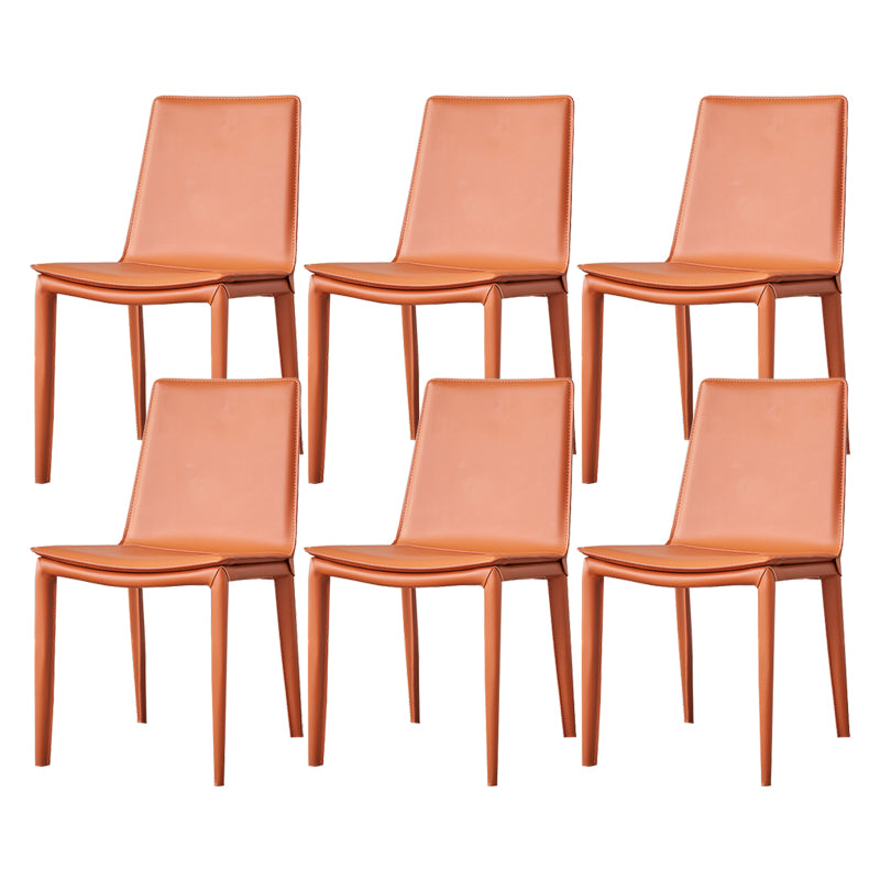 Modern Simple Side Chair Faux Leather Colorful Armless Dining Chair for Home Use