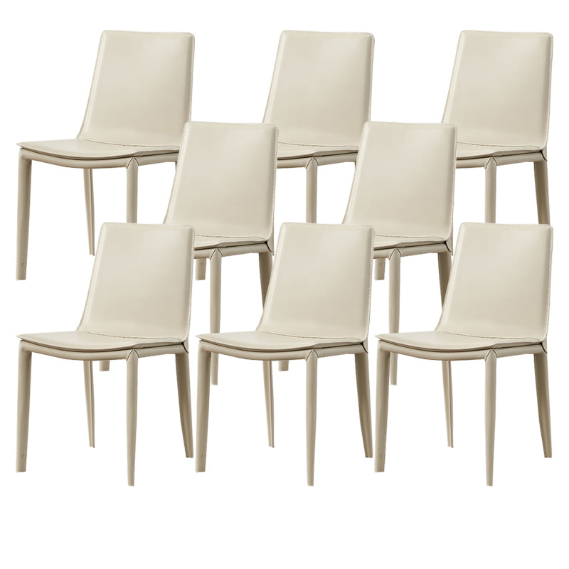 Modern Simple Side Chair Faux Leather Colorful Armless Dining Chair for Home Use