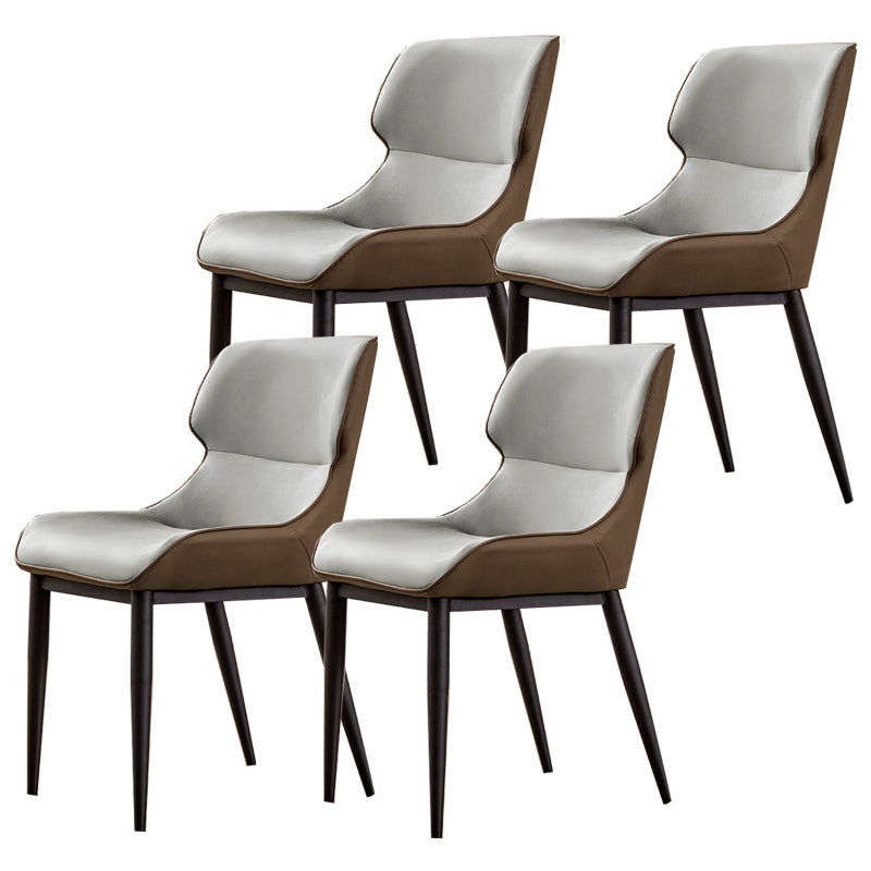 Modern Simple Side Chair Faux Leather Side Dining Chair with Metal Base for Home Use