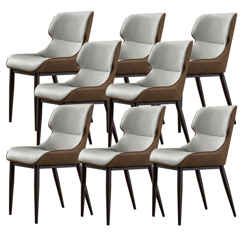 Modern Simple Side Chair Faux Leather Side Dining Chair with Metal Base for Home Use