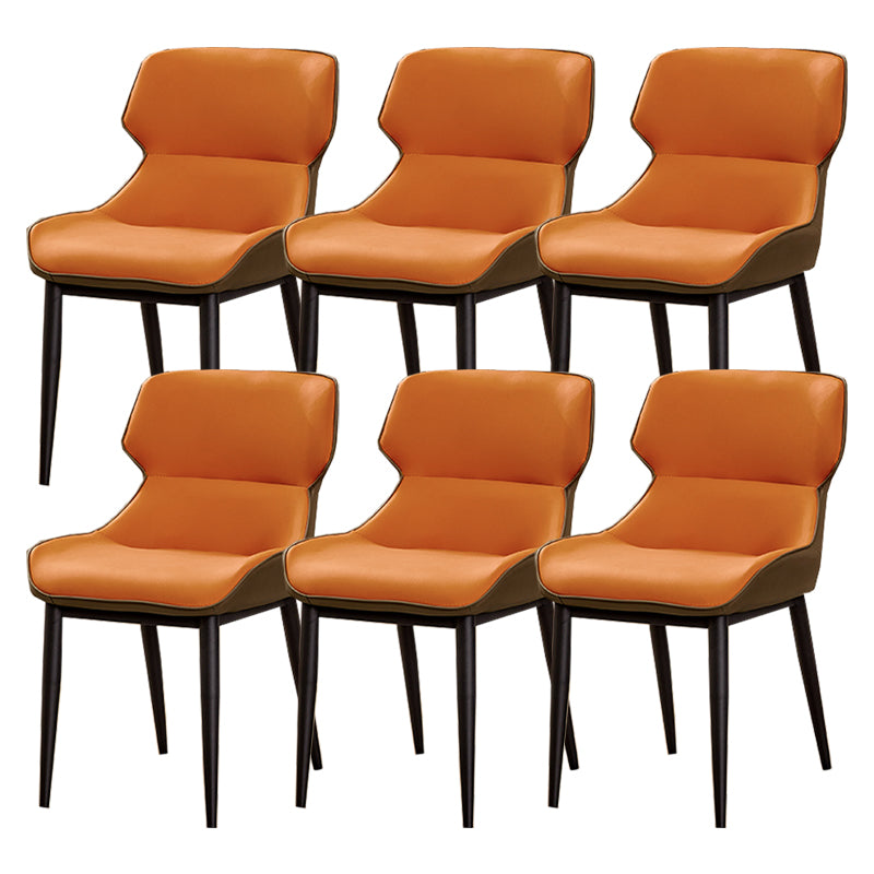 Modern Simple Side Chair Faux Leather Side Dining Chair with Metal Base for Home Use