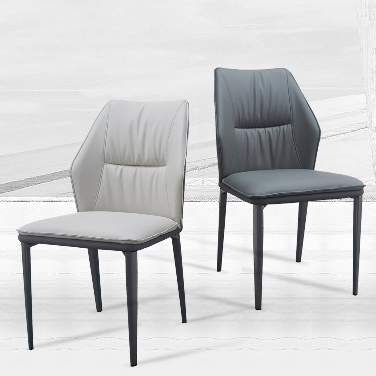 Modern Simple Side Chair Faux Leather Dining Chair with Metal Base for Living Room