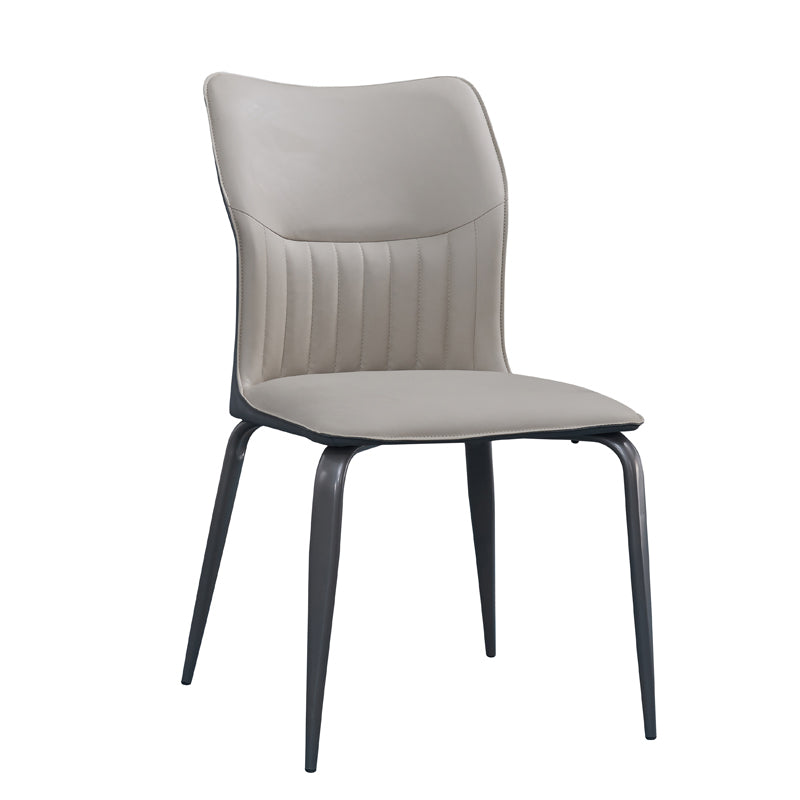 Modern Simple Side Chair Faux Leather Dining Chair with Metal Base for Living Room