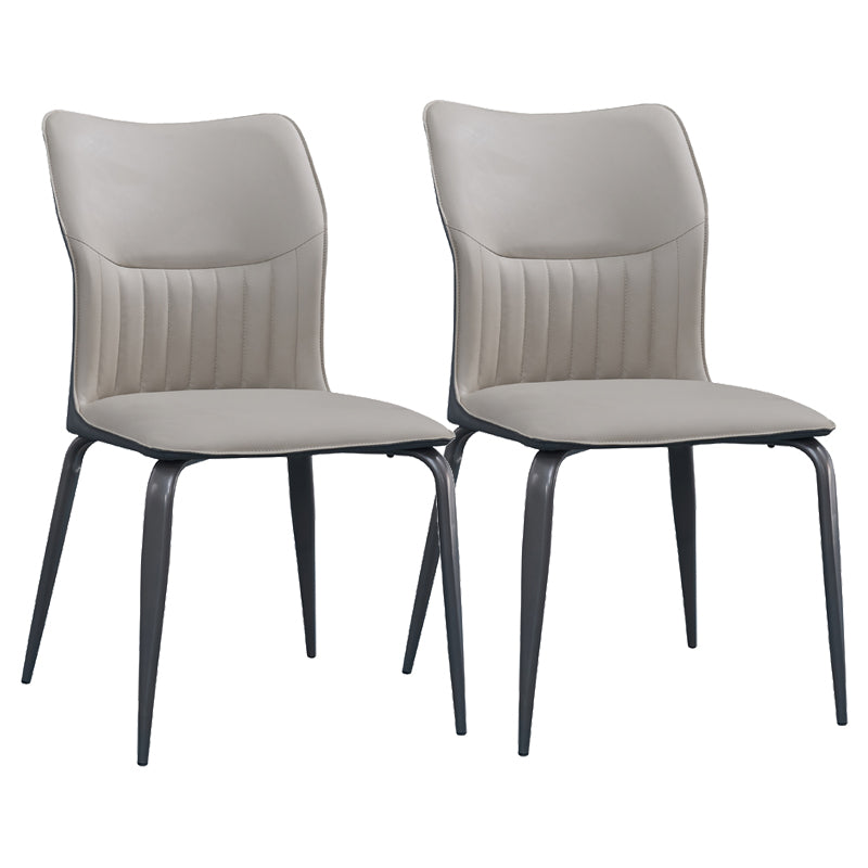 Modern Simple Side Chair Faux Leather Dining Chair with Metal Base for Living Room