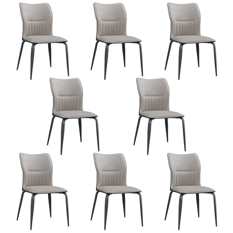 Modern Simple Side Chair Faux Leather Dining Chair with Metal Base for Living Room