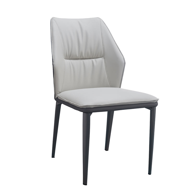 Modern Simple Side Chair Faux Leather Dining Chair with Metal Base for Living Room