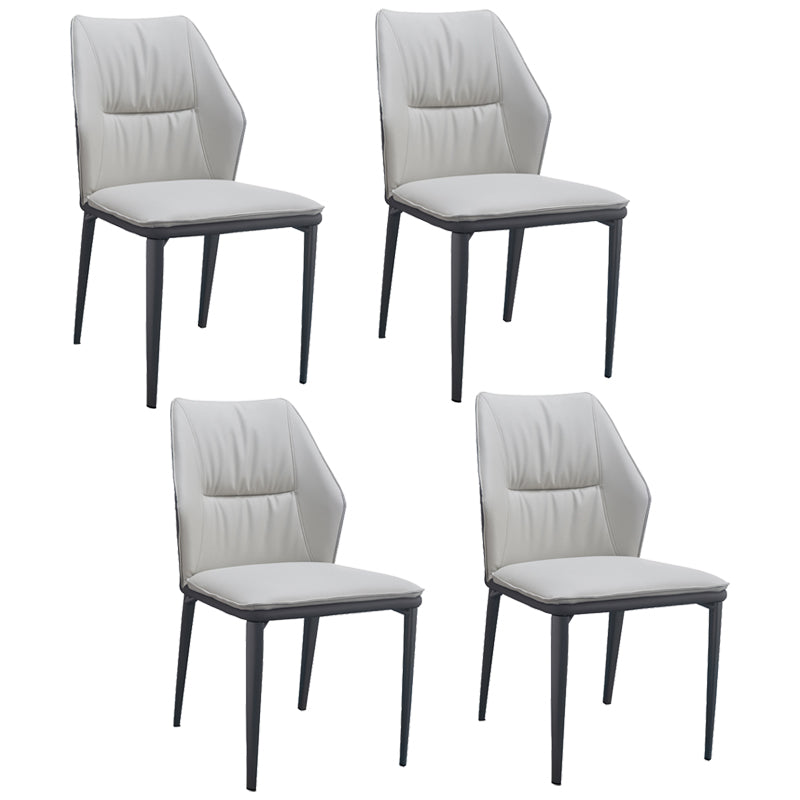 Modern Simple Side Chair Faux Leather Dining Chair with Metal Base for Living Room