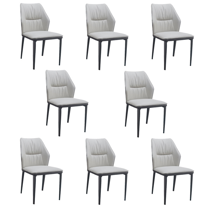 Modern Simple Side Chair Faux Leather Dining Chair with Metal Base for Living Room