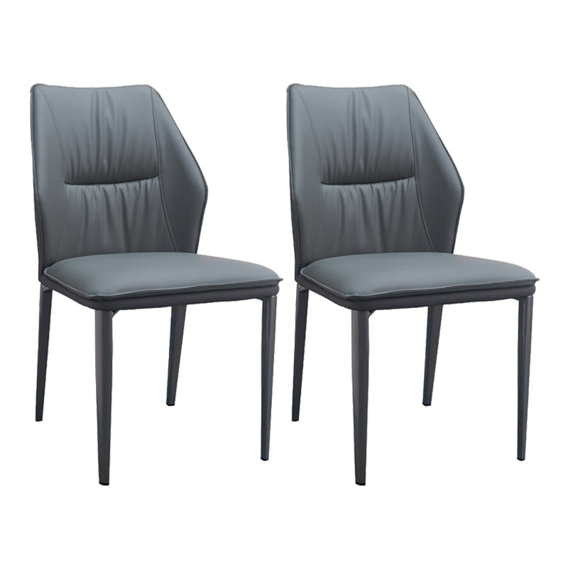 Modern Simple Side Chair Faux Leather Dining Chair with Metal Base for Living Room