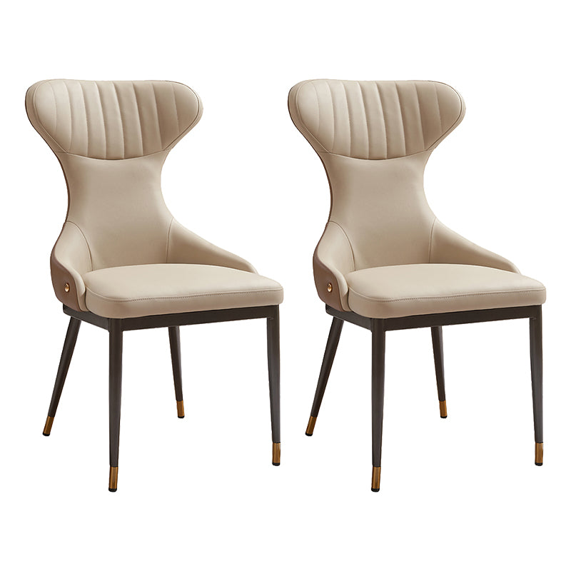 Modern Simple Side Chair Faux Leather Armless Dining Chair for Living Room