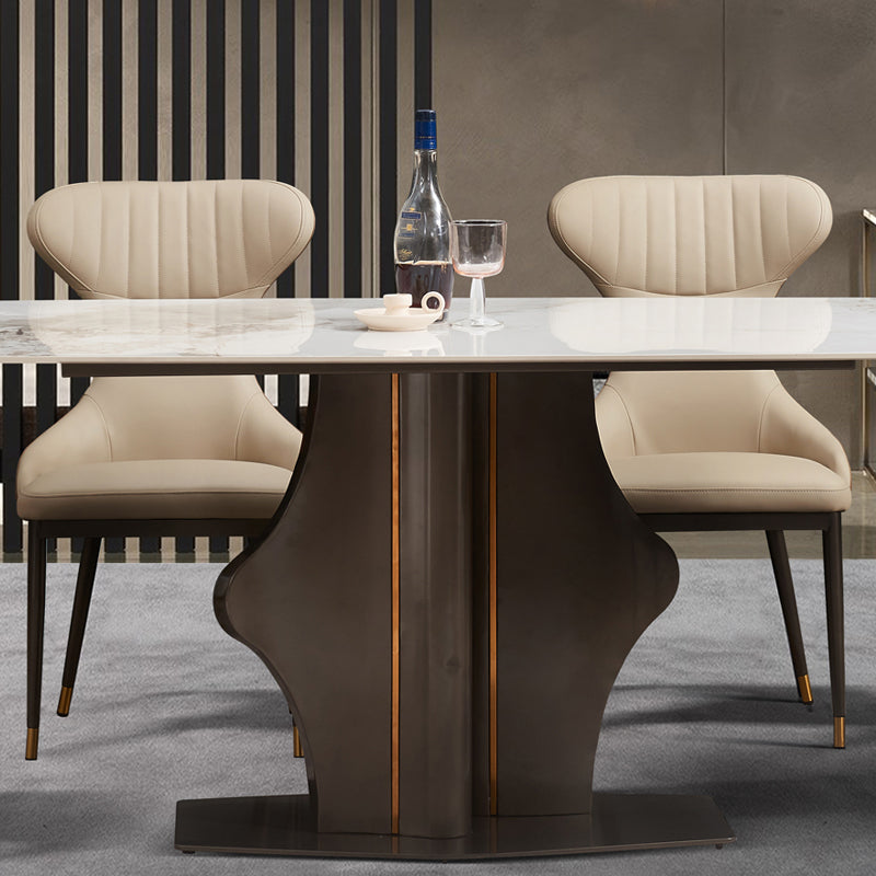 Modern Simple Side Chair Faux Leather Armless Dining Chair for Living Room
