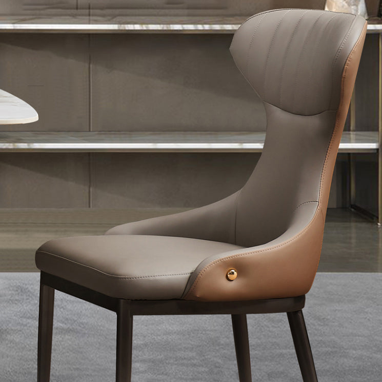 Modern Simple Side Chair Faux Leather Armless Dining Chair for Living Room