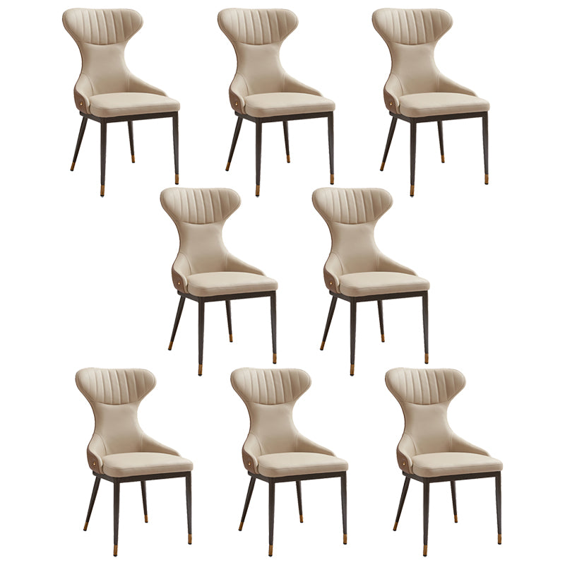 Modern Simple Side Chair Faux Leather Armless Dining Chair for Living Room
