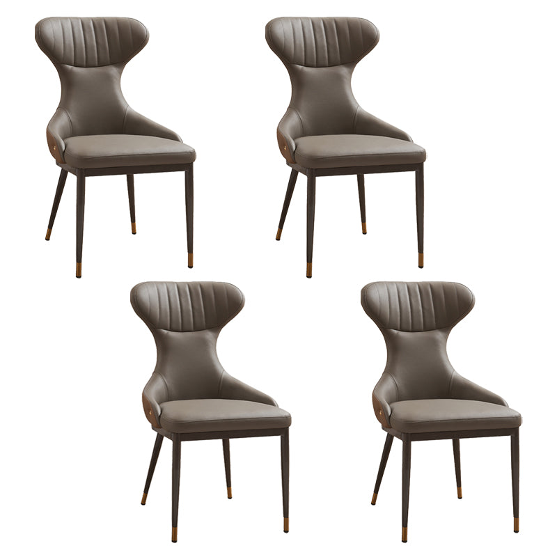 Modern Simple Side Chair Faux Leather Armless Dining Chair for Living Room