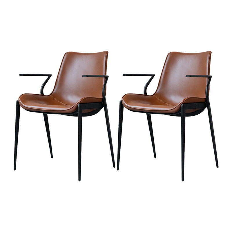 Industrial Style Arm Chair Faux Leather Dining Arm Chair for Living Room