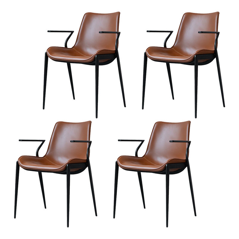 Industrial Style Arm Chair Faux Leather Dining Arm Chair for Living Room