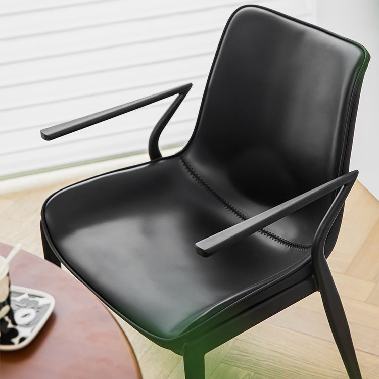 Industrial Style Arm Chair Faux Leather Dining Arm Chair for Living Room