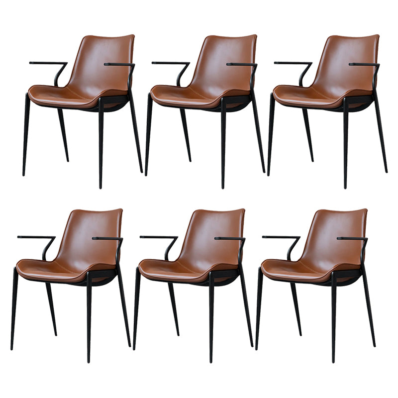 Industrial Style Arm Chair Faux Leather Dining Arm Chair for Living Room