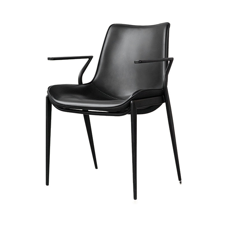 Industrial Style Arm Chair Faux Leather Dining Arm Chair for Living Room