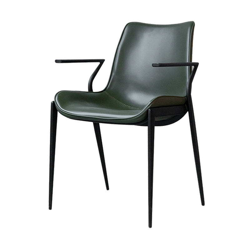 Industrial Style Arm Chair Faux Leather Dining Arm Chair for Living Room