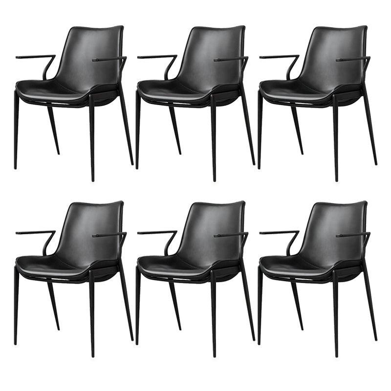 Industrial Style Arm Chair Faux Leather Dining Arm Chair for Living Room