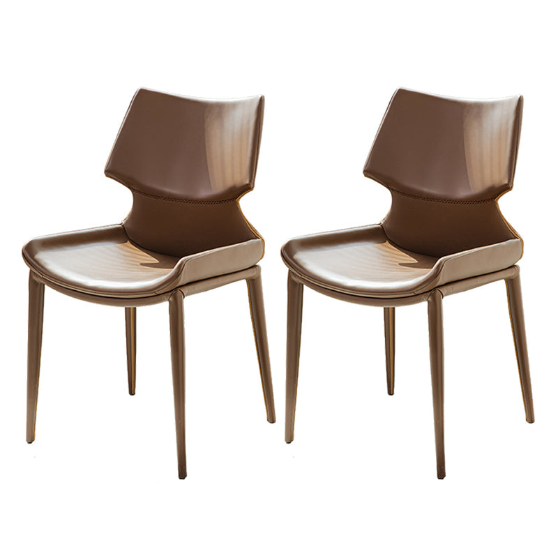 Modern Simple Side Chair Faux Leather Armless Dining Chair for Home Use