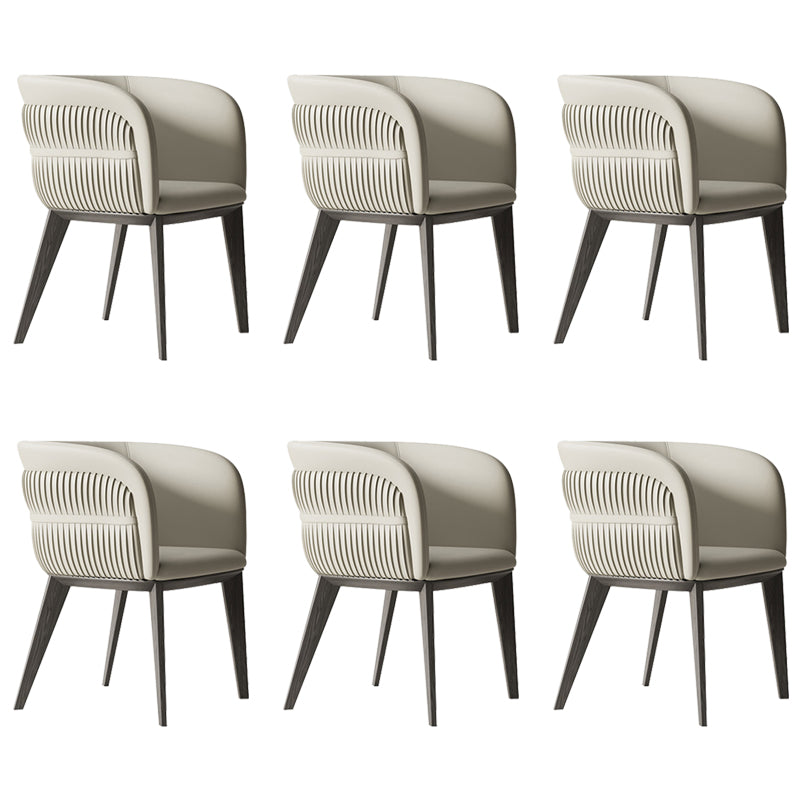 Modern Simple White Arm Chair Wooden Base Dining Arm Chair for Home Use