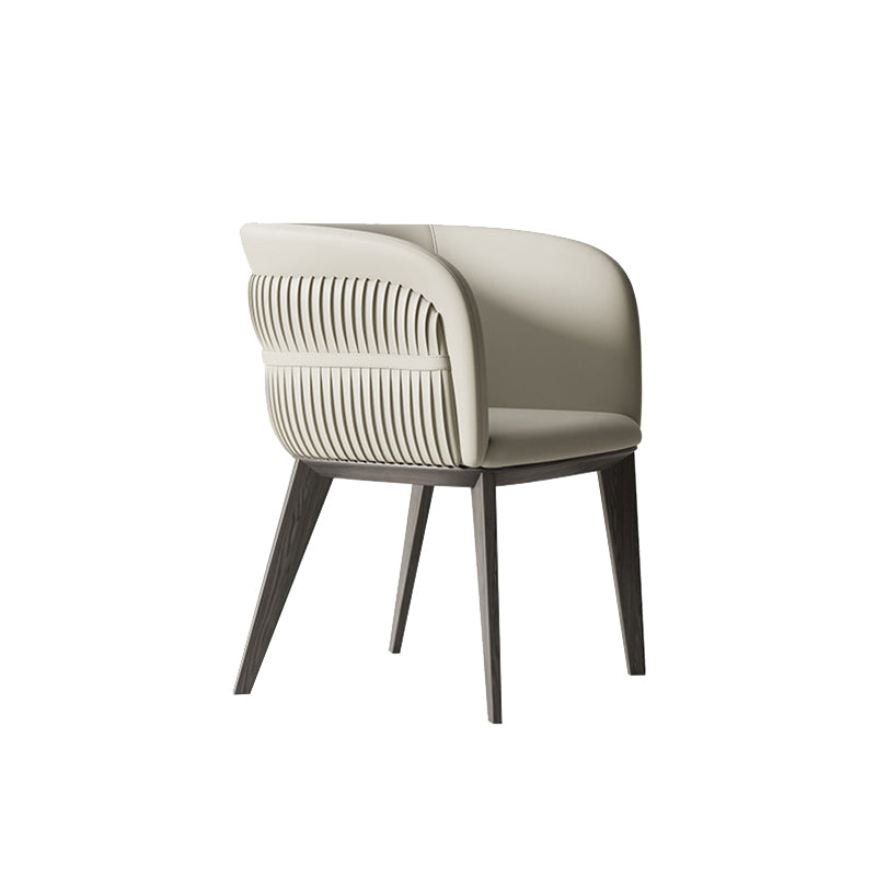 Modern Simple White Arm Chair Wooden Base Dining Arm Chair for Home Use